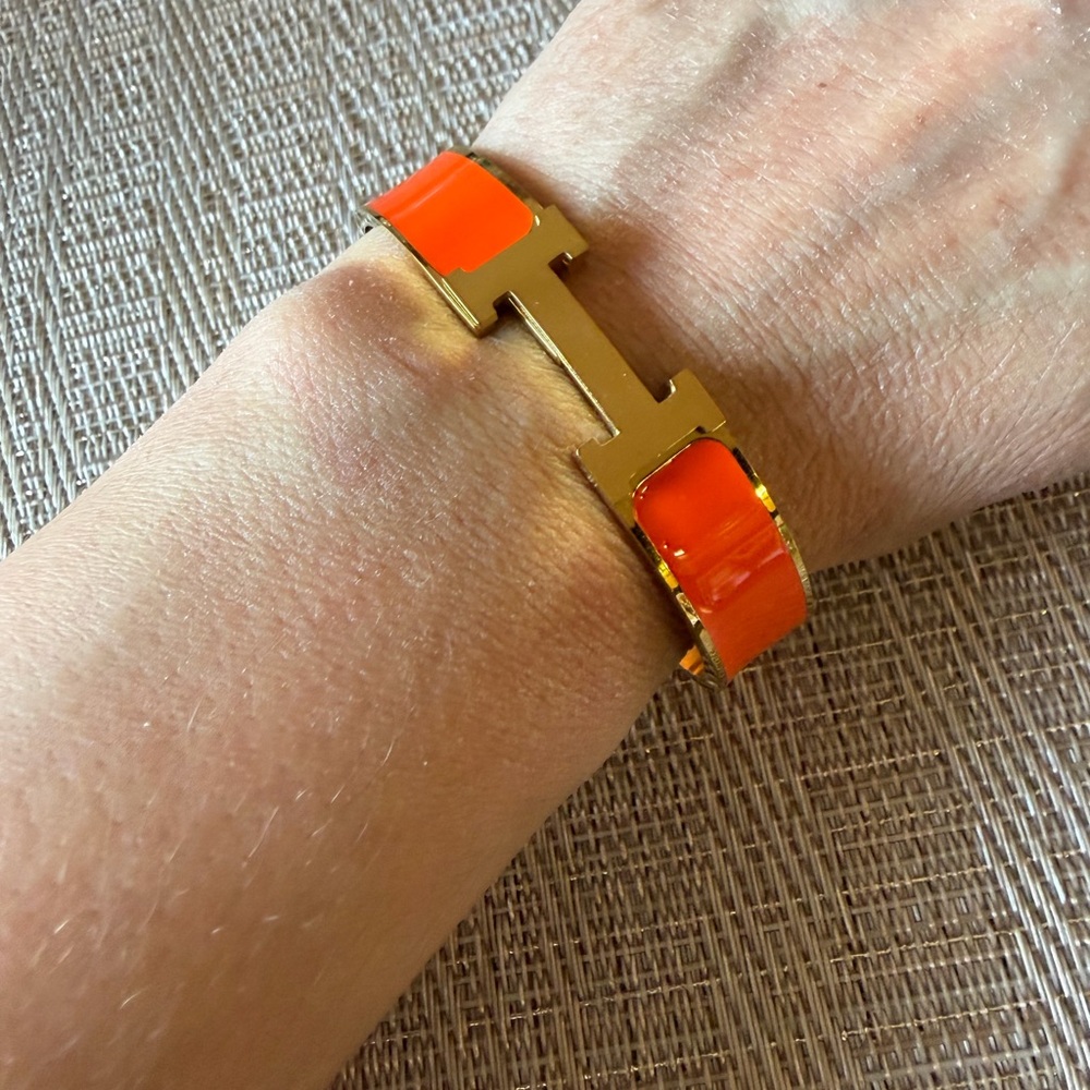 Gold and Orange Enamel Bracelet